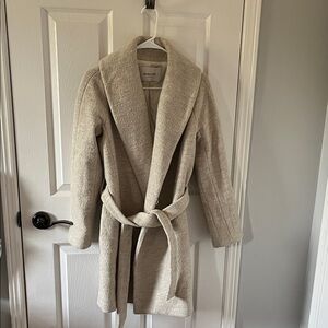 Aritzia Babaton cream Belted Wool Coat sian
